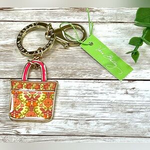 Vera Bradley Floral Metal Purse Keyring / Bag Charm NEW With Tags